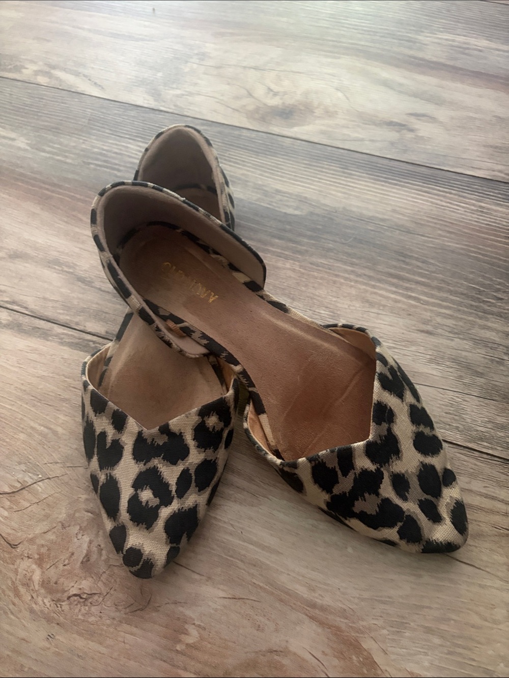 Old Navy Leopard D'Orsay Pointed Flats - Tan, Black